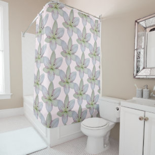 White Golden-rayed lily Flower ,Personalised Name Shower Curtain