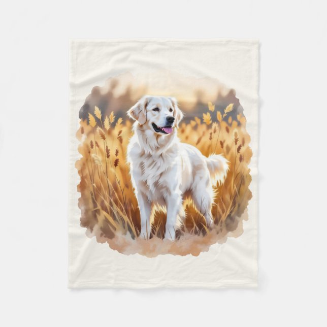 White Golden Retriever Dog Fleece Blanket (Front)
