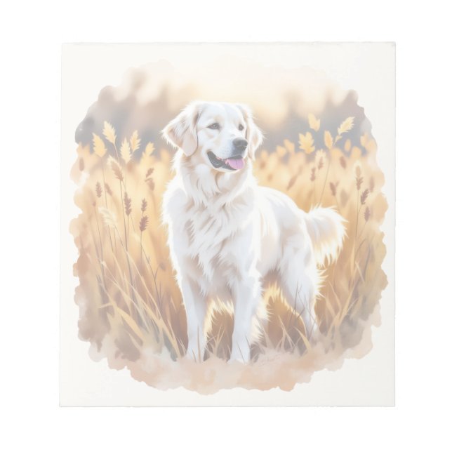 White Golden Retriever Dog Notepad (Front)