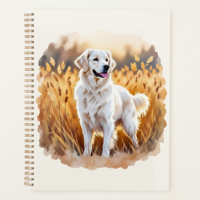 White Golden Retriever Dog Planner (Front)