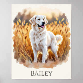 White Golden Retriever Dog Poster
