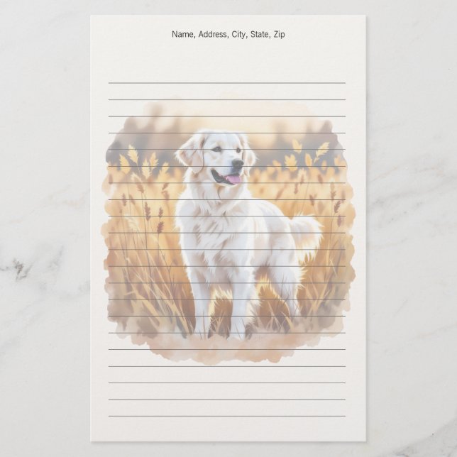 White Golden Retriever Dog Stationery (Front)