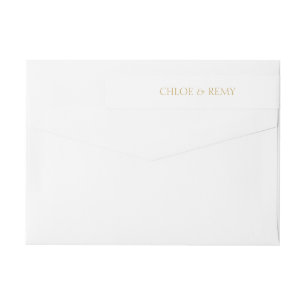 White & Golden Taupe Wedding Return Address Label