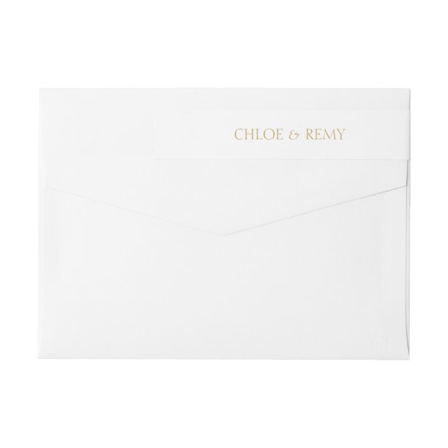 White & Golden Taupe Wedding Return Address Label (Back)