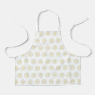White   Golden Zinnia Flower Medallions Apron
