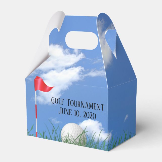 white golf ball and flag in grass favour box (Front Side)