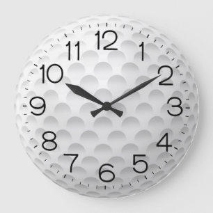 White Golf Ball Design Large Clock