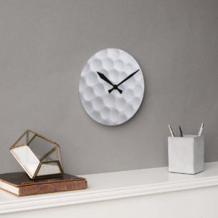 White Golf Ball Dimpled Design Round Clock