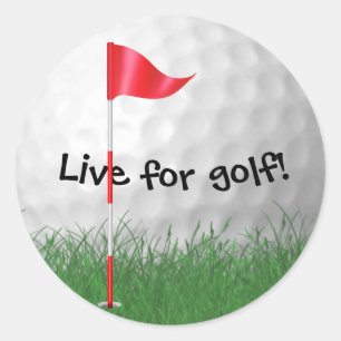 white golf ball with flag classic round sticker