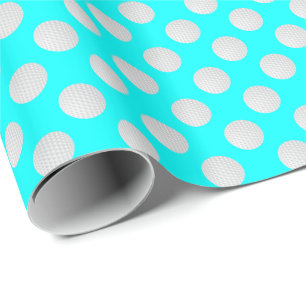 White Golf Balls on Aqua Blue Wrapping Paper