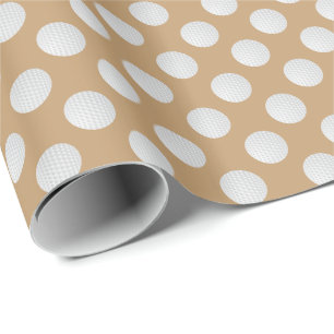 White Golf Balls on Camel Brown Wrapping Paper