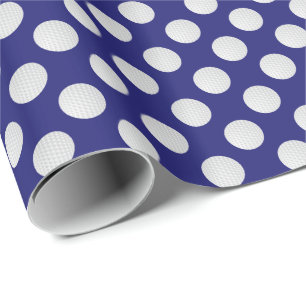 White Golf Balls on Midnight Blue Wrapping Paper