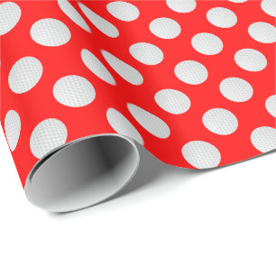 White Golf Balls on Red Wrapping Paper