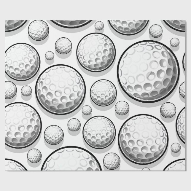 White Golf Party Wrapping Paper (Flat)