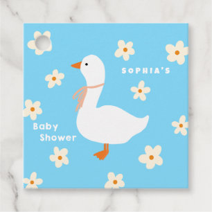 White Goose and Daisies Baby Shower Favour Tags
