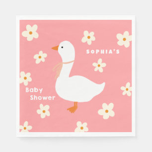 White Goose and Daisies Baby Shower Napkin