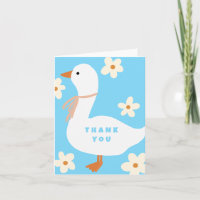 White Goose and Daisies Thank You Blue