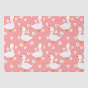 White Goose and Daisies Thank You Pink Tissue Paper