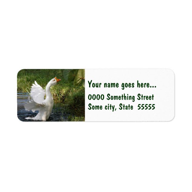 White goose flapping wings Return Address Labels (Front)