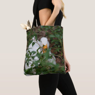 White Goose In Bushes Cute Animal Tote Bag
