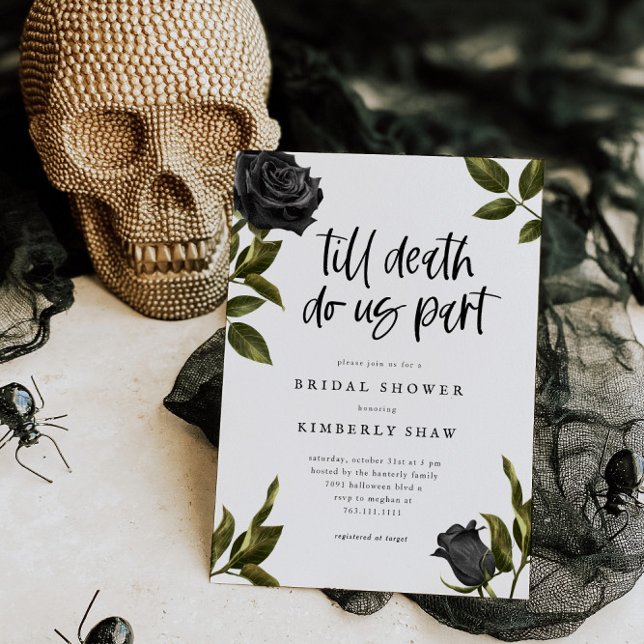White Gothic Bridal Shower Till Death Do Us Part Invitation (Creator Uploaded)