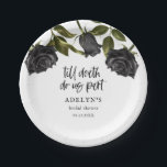 White Gothic Halloween Bridal Shower Paper Plate<br><div class="desc">Vintage halloween theme bridal shower paper plate featuring illustration of black roses on a white background. The text says "till death do us part."</div>