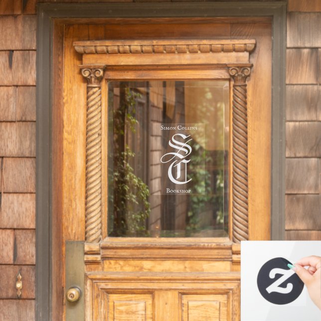White Gothic Monogram Name Mediaeval Bookshop (Home Door)