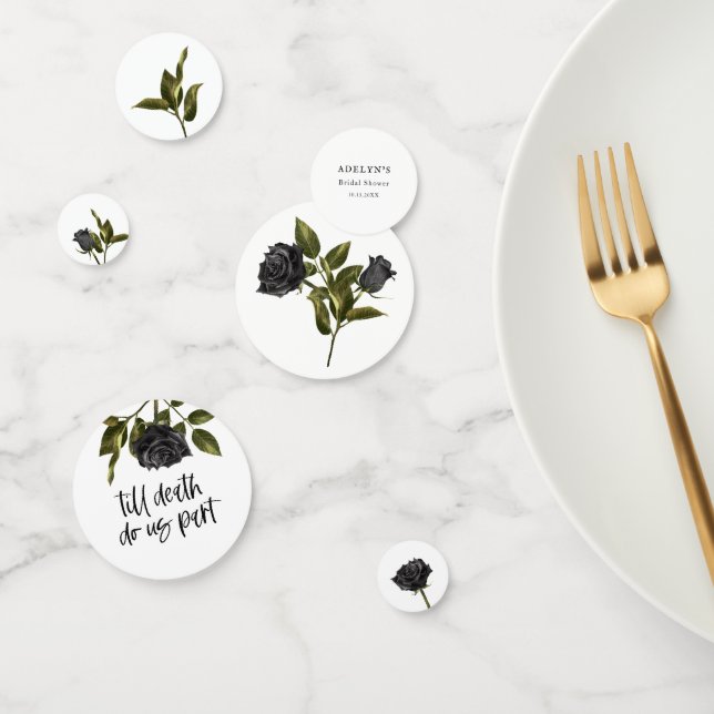 White Gothic Rose Dark Bridal Shower Confetti (Group)
