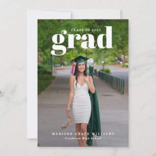 White GRAD Bold Letters Photo Announcement