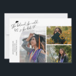 White Graduate She Believed Multi Photo Announcement<br><div class="desc">Modern and whimsical graduation announcement photo card featuring 3 photos on the front and 1 on the back. The text says "She believed she could so she did" with twinkling stars. Add the graduate's name,  information,  and message to personalize this card. White.</div>