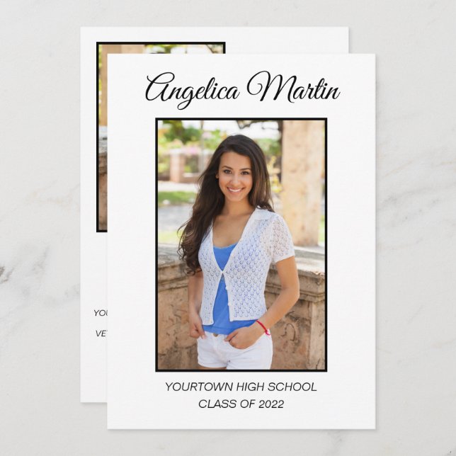 White Graduation 3 Photo Class 20XX (Front/Back)