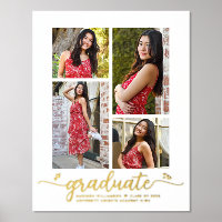 White Graduation 4 Photo Script Hearts Real Gold