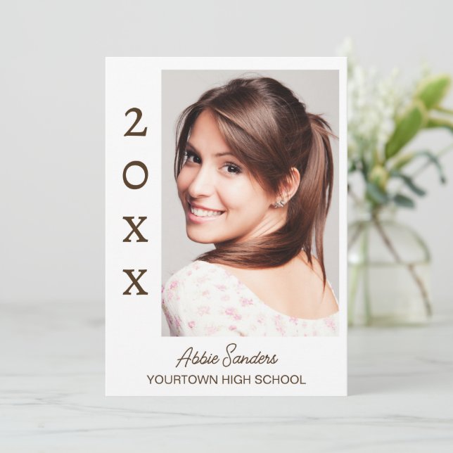 White Graduation Photo Save the Date Invitation (Standing Front)