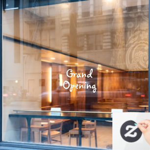 White Grand Opening Store Window for Business