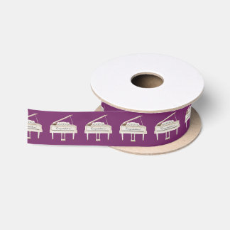 White Grand Piano Congrats Custom Background Satin Ribbon