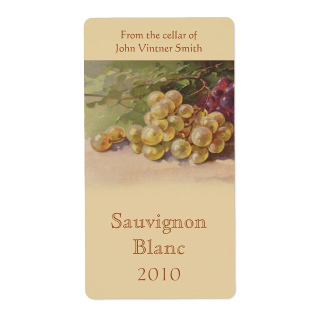 White grape wine bottle label (Front)