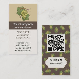 White Grapes Vertical Business Card