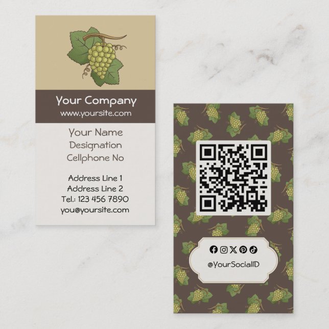 White Grapes Vertical Business Card (Front/Back)