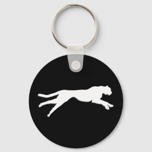 White graphic art cheetah key ring