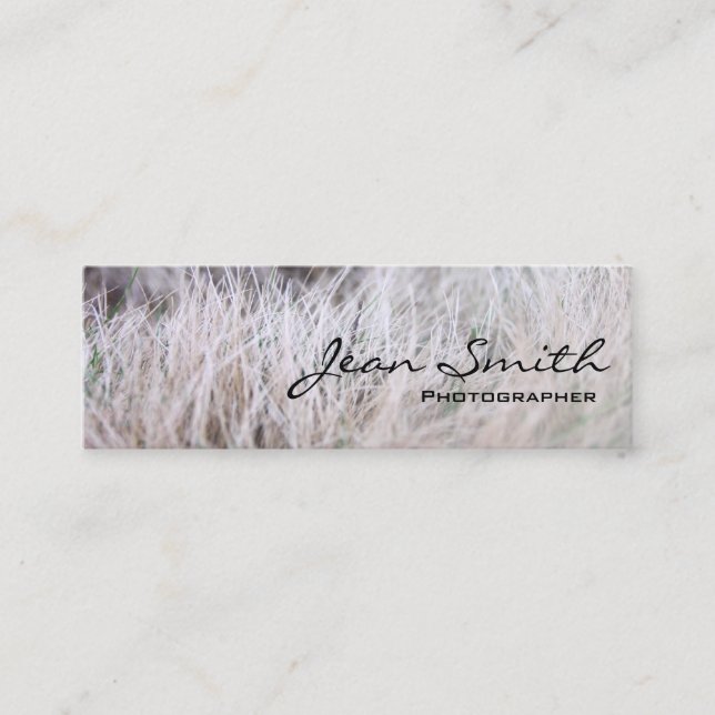 White Grass Field Photographer Mini Business Card (Front)