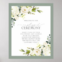 White Gray Green Floral Watercolor Unplugged