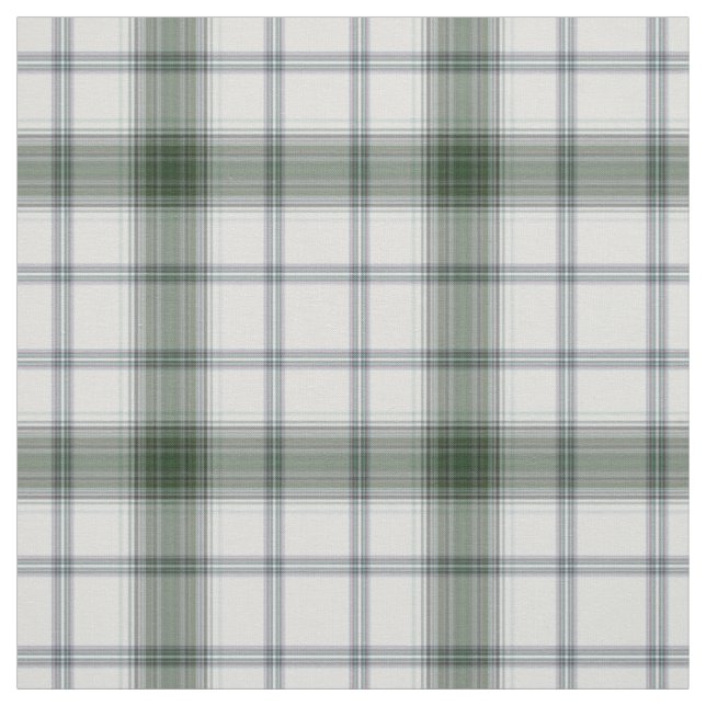 White Gray Green Tartan Plaid Fabric (Swatch)