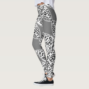 White gray leopard leggings. leggings