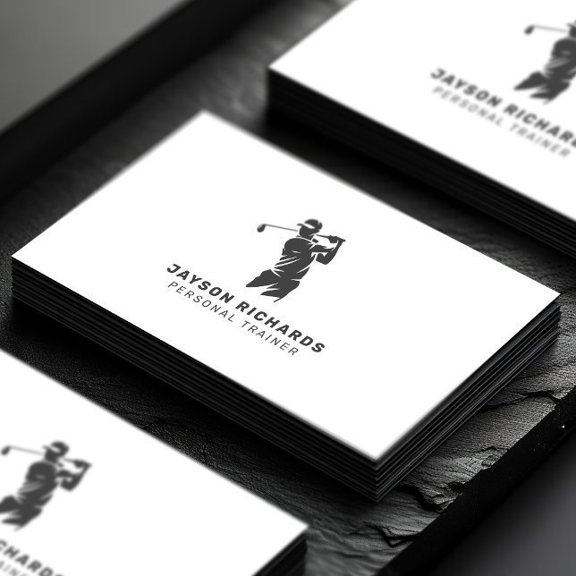 White Gray Personal Trainer Golf Instructor Business Card (Creator Uploaded)