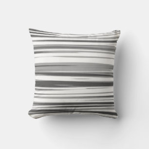 White Gray Stripes Pattern Cushion