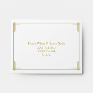 White Great Gatsby Art Deco Wedding RSVP Envelopes