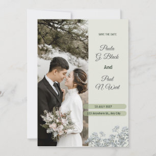 White Green and Light Pink Floral Luxury Wedding  Invitation