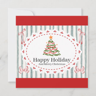 White Green and Red Coquette Merry Christmas Greet Holiday Card