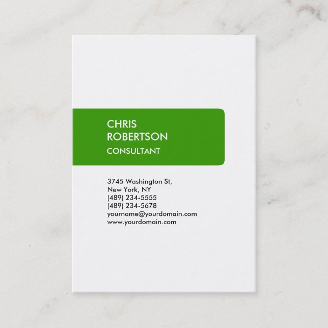 White Green Attractive Chubby Business Card (Front)