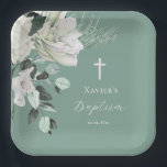 white green bouquet  Baptism Paper Plate<br><div class="desc">Baptism paper plates</div>